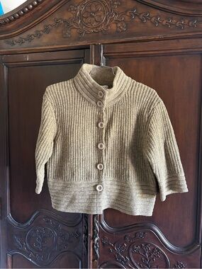 Sundance Green Knit Cropped Wool Blend Cardigan size Medium